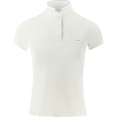 Polo de concurso Pénélope Madrid manga corta Blanco / gris