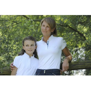 Polo de concurso Pénélope Madrid manga corta Blanco / gris Polo de concurso Pénélope Madrid manga corta Blanco / gris