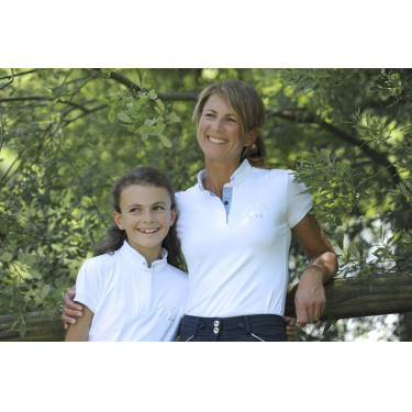 Polo de concurso Pénélope Madrid manga corta Blanco / gris Polo de concurso Pénélope Madrid manga corta Blanco / gris