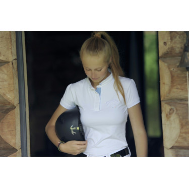 Polo de concurso Pénélope Madrid manga corta Blanco / gris Polo de concurso Pénélope Madrid manga corta Blanco / gris