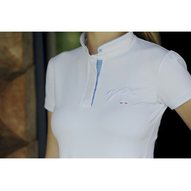 Polo de concurso Pénélope Madrid manga corta Blanco / gris Polo de concurso Pénélope Madrid manga corta Blanco / gris