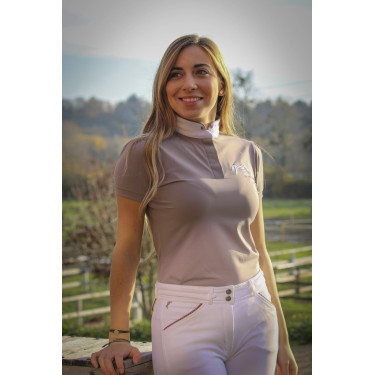 Polo de concurso Pénélope Madrid manga corta Gris pardo Marrón Polo de concurso Pénélope Madrid manga corta Gris pardo Marrón