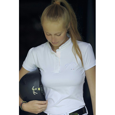 Polo de concurso Pénélope Madrid manga corta Blanco / gris Polo de concurso Pénélope Madrid manga corta Blanco / gris