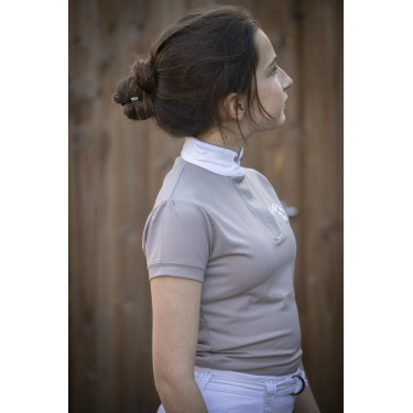 Polo de concurso Pénélope Madrid manga corta Gris pardo Marrón Polo de concurso Pénélope Madrid manga corta Gris pardo Marrón