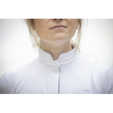 Polo de concurso Pénélope Madrid manga corta Blanco / gris Polo de concurso Pénélope Madrid manga corta Blanco / gris