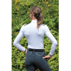 Polo de concurso Pénélope Bruges manga larga Trenza blanca / roja blanca azul Blanco