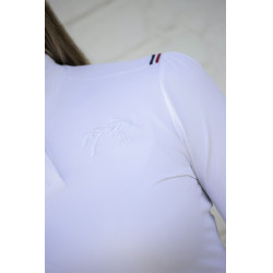 Polo de concurso Pénélope Bruges manga larga Trenza blanca / roja blanca azul Blanco