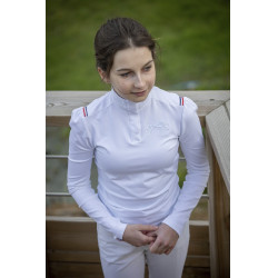 Polo de concurso Pénélope Bruges manga larga Trenza blanca / roja blanca azul Blanco
