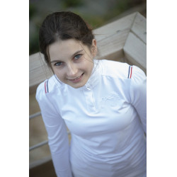 Polo de concurso Pénélope Bruges manga larga Trenza blanca / roja blanca azul Blanco