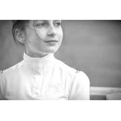 Polo de concurso Pénélope Bruges manga larga Trenza blanca / roja blanca azul Blanco