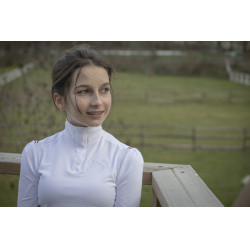 Polo de concurso Pénélope Bruges manga larga Trenza blanca / roja blanca azul Blanco