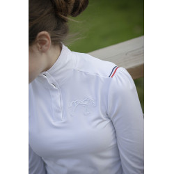 Polo de concurso Pénélope Bruges manga larga Trenza blanca / roja blanca azul Blanco