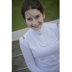 Polo de concurso Pénélope Bruges manga larga Trenza blanca / roja blanca azul Blanco