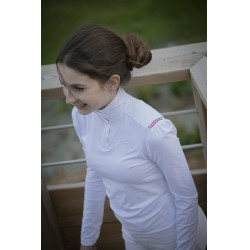 Polo de concurso Pénélope Bruges manga larga Trenza blanca / roja blanca azul Blanco