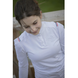 Polo de concurso Pénélope Bruges manga larga Trenza blanca / roja blanca azul Blanco