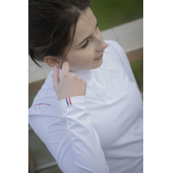 Polo de concurso Pénélope Bruges manga larga Trenza blanca / roja blanca azul Blanco