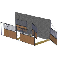 Separador de puestos pivotante de púas/madera 3,5 m La Gée