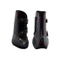 Botas de pierna delantera Acavallo Opera Gel con cierre de botón Negro / rojo