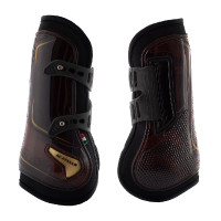 Botas de pierna delantera Acavallo Opera Gel con cierre de botón Negro / rojo