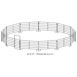 Parque circular galvanizado Ø 12 m panel 2,40 m La Gée