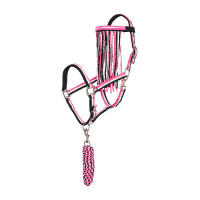 Juego de collar de cabeza de nailon Imperial Riding, cordón de sujeción y frontalera antimoscas Rosa Juego de collar de cabeza de nailon Imperial Riding, cordón de sujeción y frontalera antimoscas Rosa