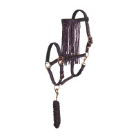 Juego de collar de cabeza de nailon Imperial Riding, cordón de sujeción y frontalera antimoscas Multi-burdeos Multicolor
