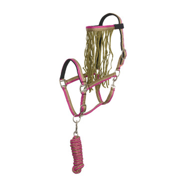 Juego de collar de cabeza de nailon Imperial Riding, cordón de sujeción y frontalera antimoscas Verde Bosque Múltiple Multicolor