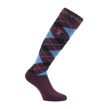 Calcetines tipo polo Argyle HV Ciruela / marino / azul medio