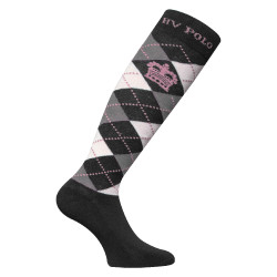 Calcetines tipo polo Argyle HV Negro / gris plateado mezclado / rosa