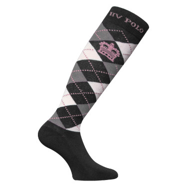 Calcetines tipo polo Argyle HV Negro / gris plateado mezclado / rosa