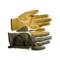 Guantes de equitación cuero síntetico Horze Elizabeth Chocolate