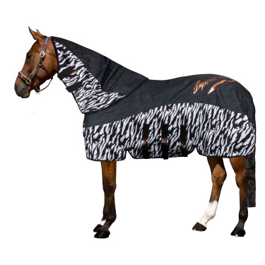 Protector de cuello contra moscas y lluvia Imperial Riding Super-dry Carly Cebra negra Negro