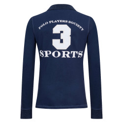 Polo Favorites Eques Polo de manga larga HV Denim jaspeado Azul