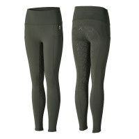 Pantalones de montar de Compresión para Niños con Asiento Completo Gillian Horze Escarabajo verde caqui
