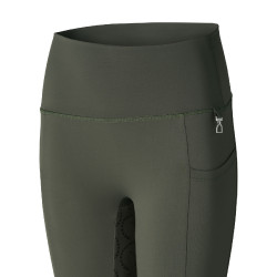 Pantalones de montar de Compresión para Niños con Asiento Completo Gillian Horze Escarabajo verde caqui