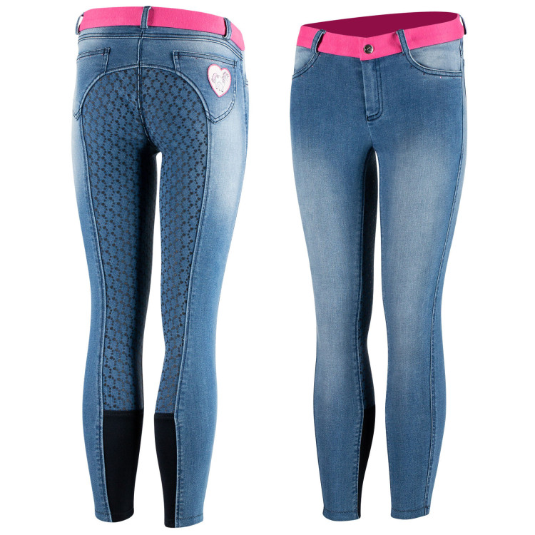 Pantalones de Montar Vaqueros conAsiento Completo de Silicona para Niños Poppy Horze Pantalones de Montar Vaqueros conAsiento Completo de Silicona para Niños Poppy Horze