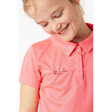 Polo funcional de manga corta para niños Horze Denise Rosa