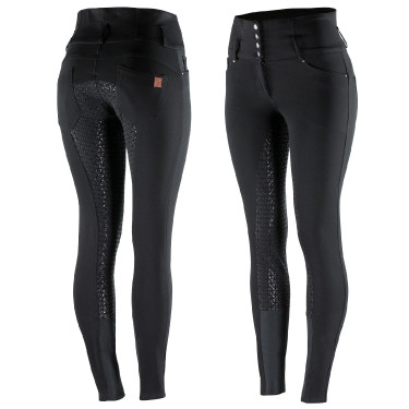 Pantalones de Montar con Cintura Alta deAsiento Completo de Silicona para Mujer Tara Horze Negro
