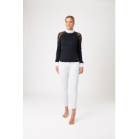 Camisa de Concurso de Encaje y Manga Larga para Mujer Sylvie Horze Azul marino oscuro