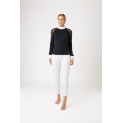 Camisa de Concurso de Encaje y Manga Larga para Mujer Sylvie Horze Azul marino oscuro