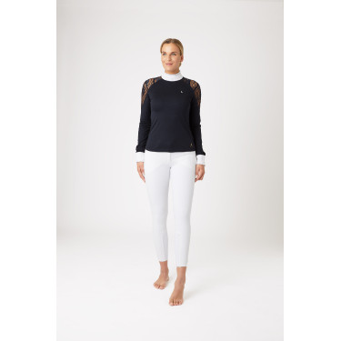 Camisa de Concurso de Encaje y Manga Larga para Mujer Sylvie Horze Azul marino oscuro