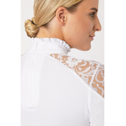 Camisa de Concurso de Encaje y Manga Larga para Mujer Sylvie Horze Blanco