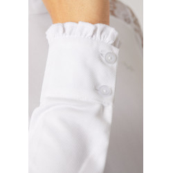 Camisa de Concurso de Encaje y Manga Larga para Mujer Sylvie Horze Blanco