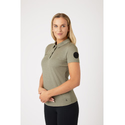 Polo funcional de manga corta para mujer Horze Denise Verde caqui