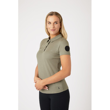 Polo funcional de manga corta para mujer Horze Denise Verde caqui