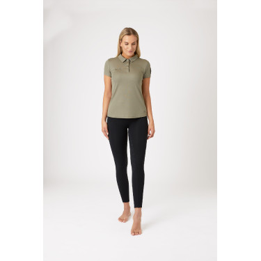 Polo funcional de manga corta para mujer Horze Denise Verde caqui