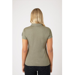 Polo funcional de manga corta para mujer Horze Denise Verde caqui