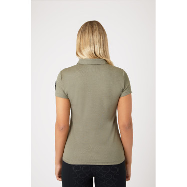 Polo funcional de manga corta para mujer Horze Denise Verde caqui