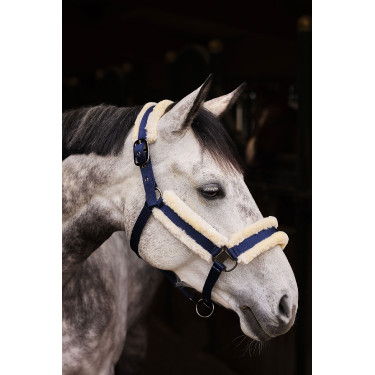 Cabezadade Cuadra con Revestimiento de Piel Sintético Marquess Horze Azul marino oscuro Cabezadade Cuadra con Revestimiento de Piel Sintético Marquess Horze Azul marino oscuro
