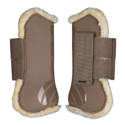 Horze Protectores de Tendón con Forro de Piel Sintética Windsor Marrón claro Marr&amp;oacute;n